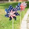 Glitzhome® 32" Plastic Stars & Stripes Patriotic Windmill Set